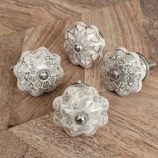 Cream/White & Metallic Drawer Knobs