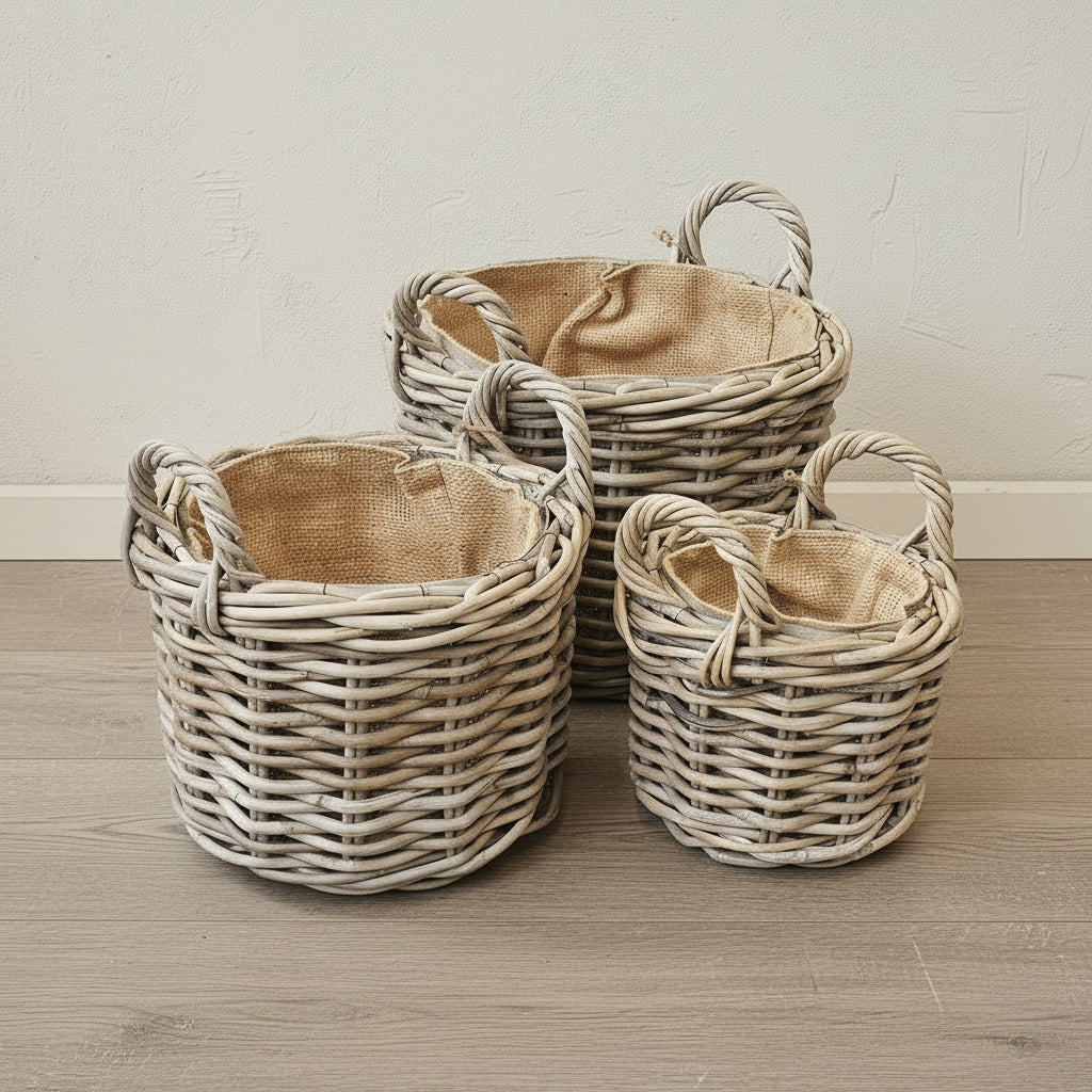 Glenweave Round Baskets - Hessian Liners