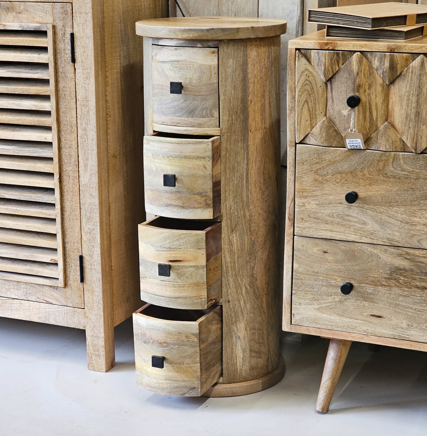 Mango Wood Four Drawer Drum Chest