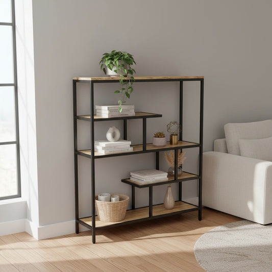 Metal Framed Abstract Mango Shelving Unit