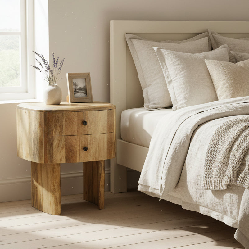 'Crescent' Mango Bedside Table