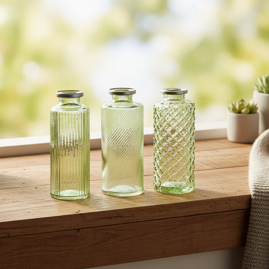 Small Glass Bud Vases - Green