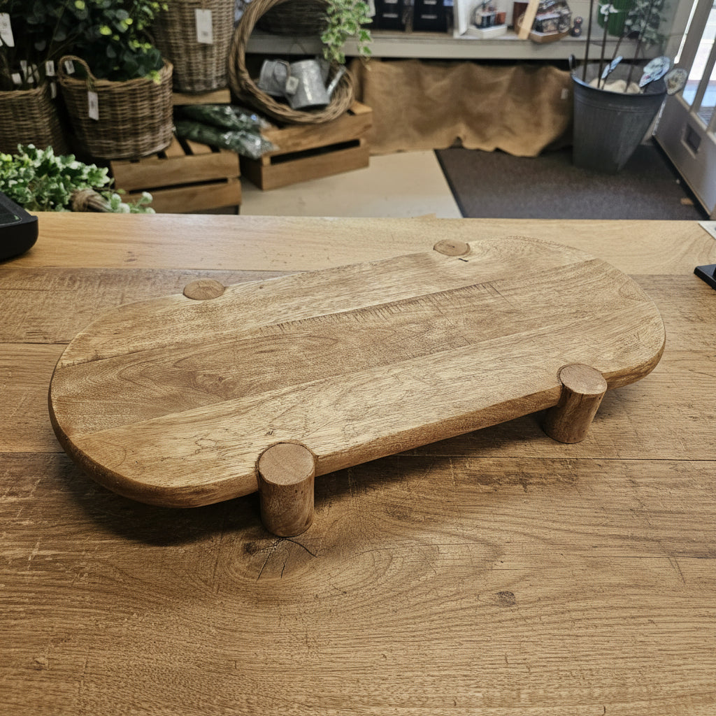 Solid Mango Wood Oval Pedestal Boards - 2 Sizes