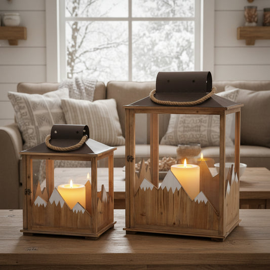 Wooden Mountain Lantern's with Metal Top