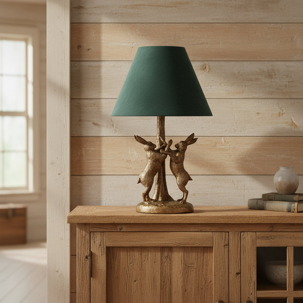 Antique Gold Marching Hares Table Lamp