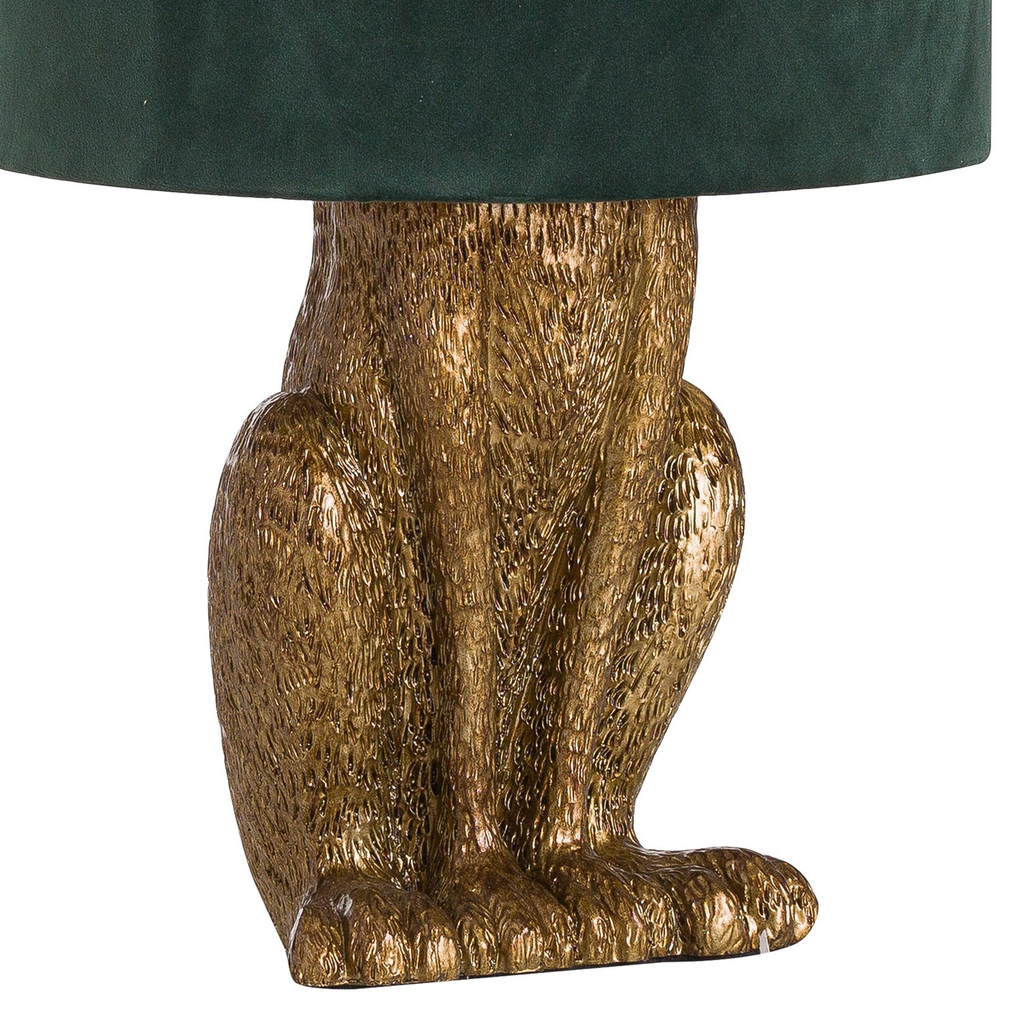 Antique Gold Hare Lamp with Green Shade