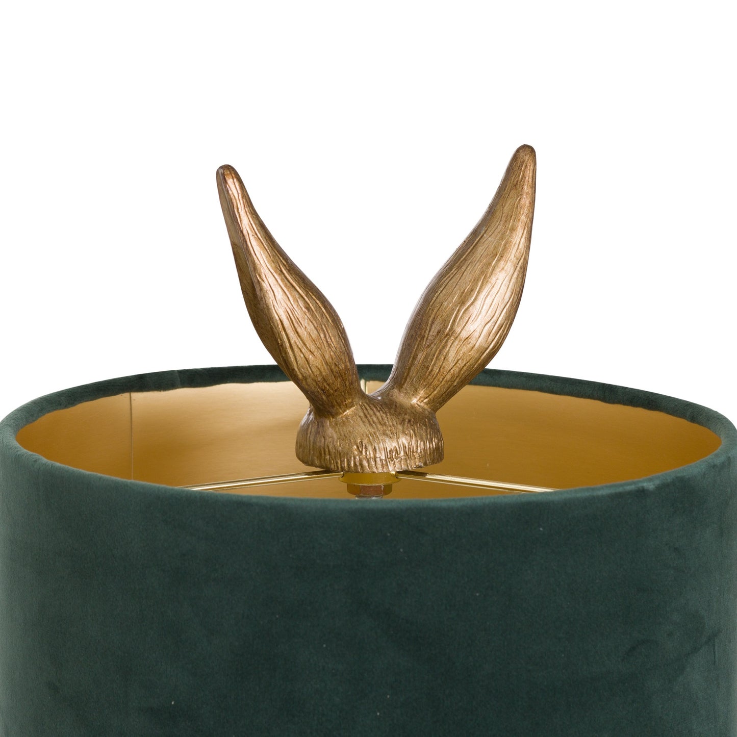 Antique Gold Hare Lamp with Green Shade
