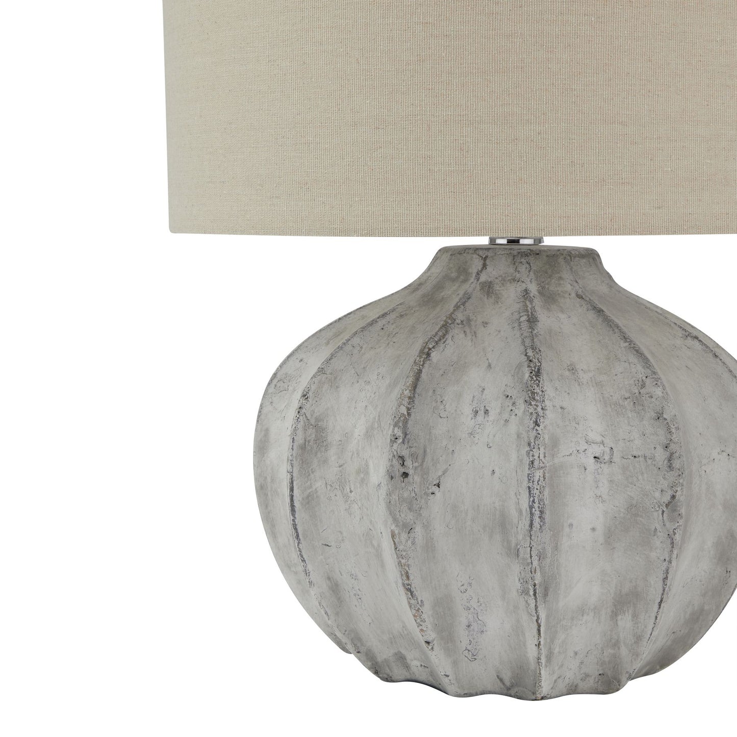 Antique White Fluted Squat Table Lamp