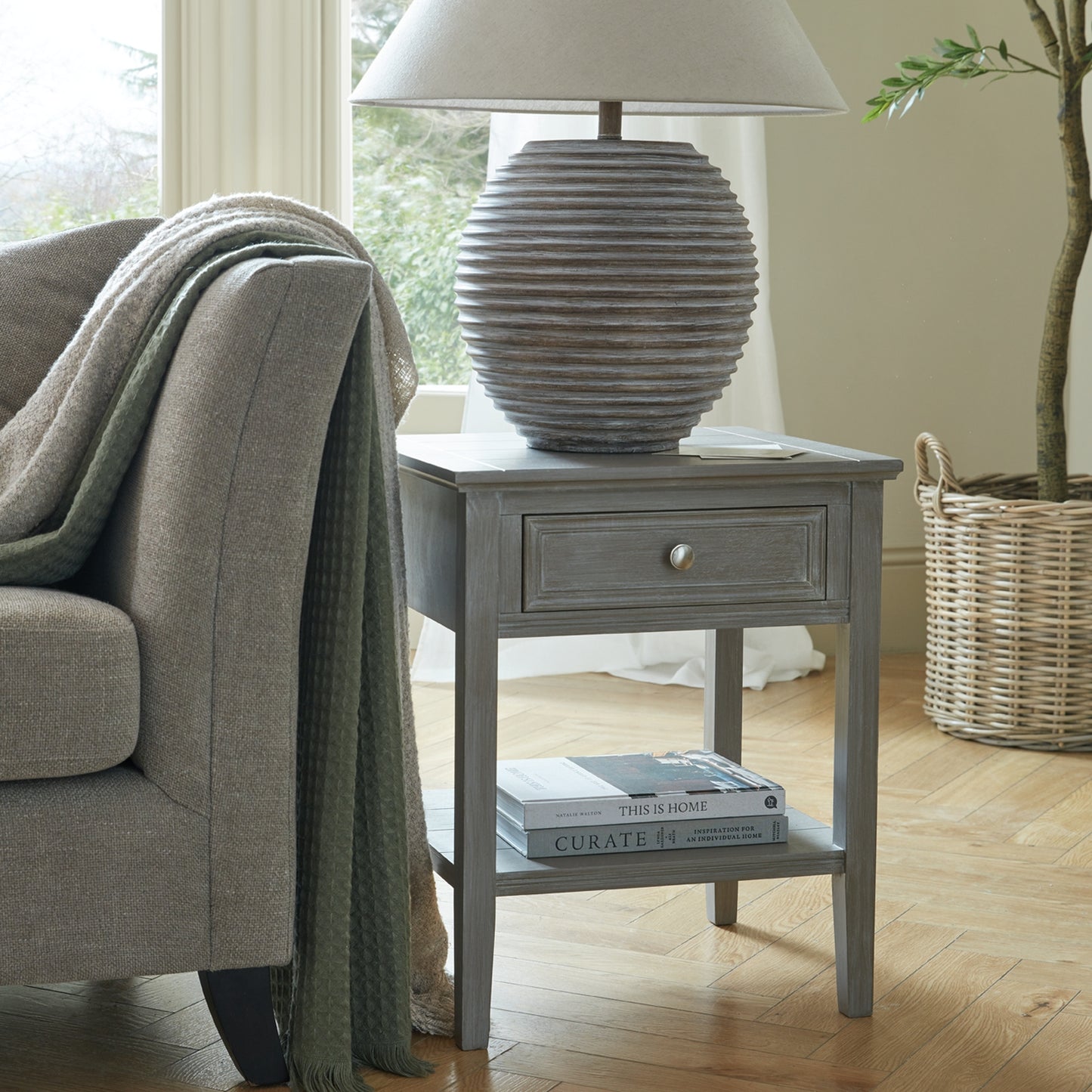 Extra Large Ceramic Ribbed Table Lamp