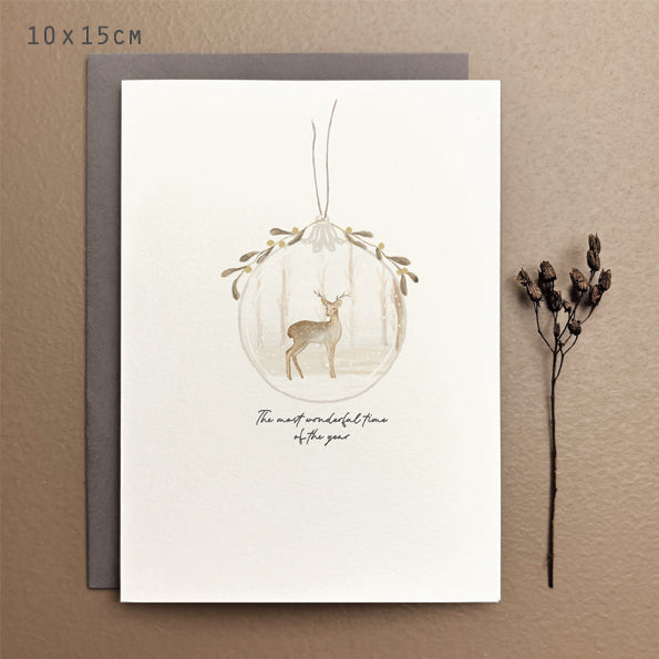 Deer in a Bauble - Greeting Card