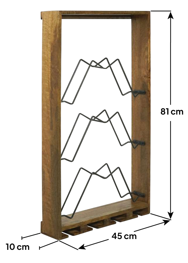6 Bottle Wall Mounted Wine & Glass Rack