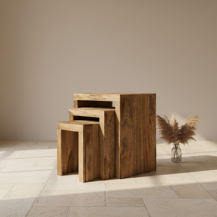 Cubic Mango Nest of Three Tables
