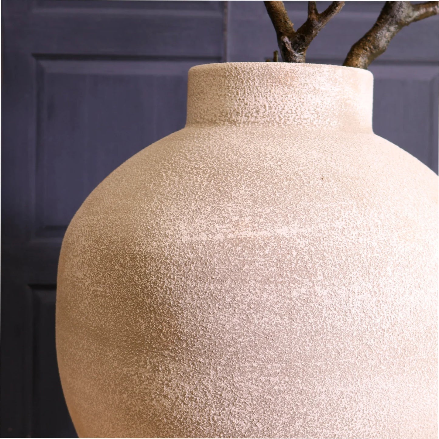 Stone Effect Metal Textured Vase - 41.5cm