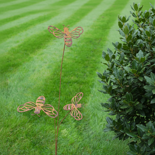 Three Bees - Tall Garden Stake