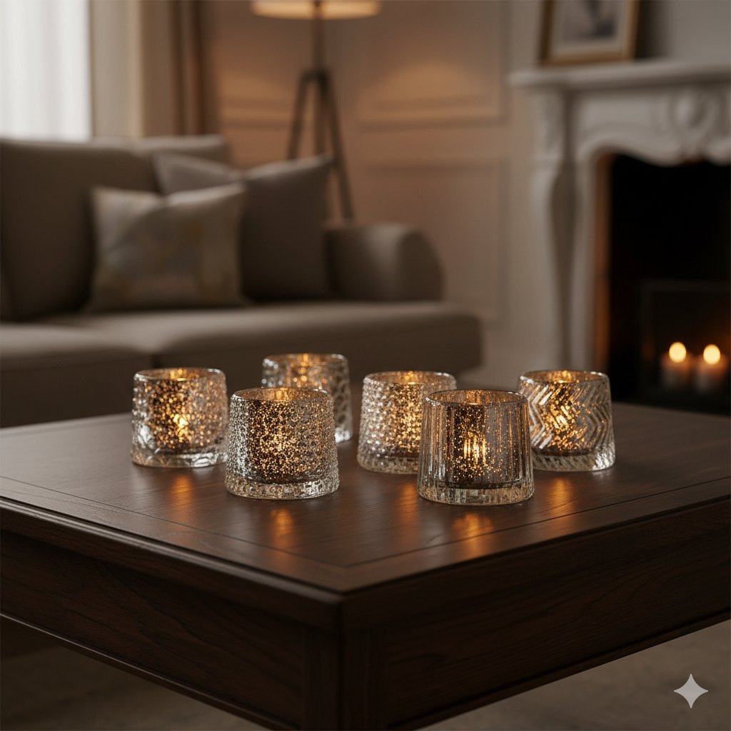Glass Tealight Holders - Silver & Gold Speckle