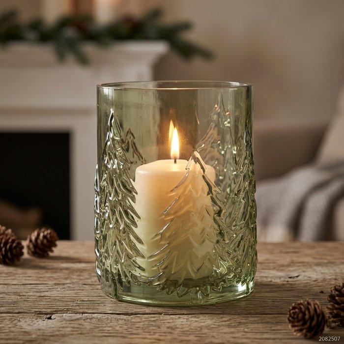 Heavy Glass Christmas Tree Candle Holder