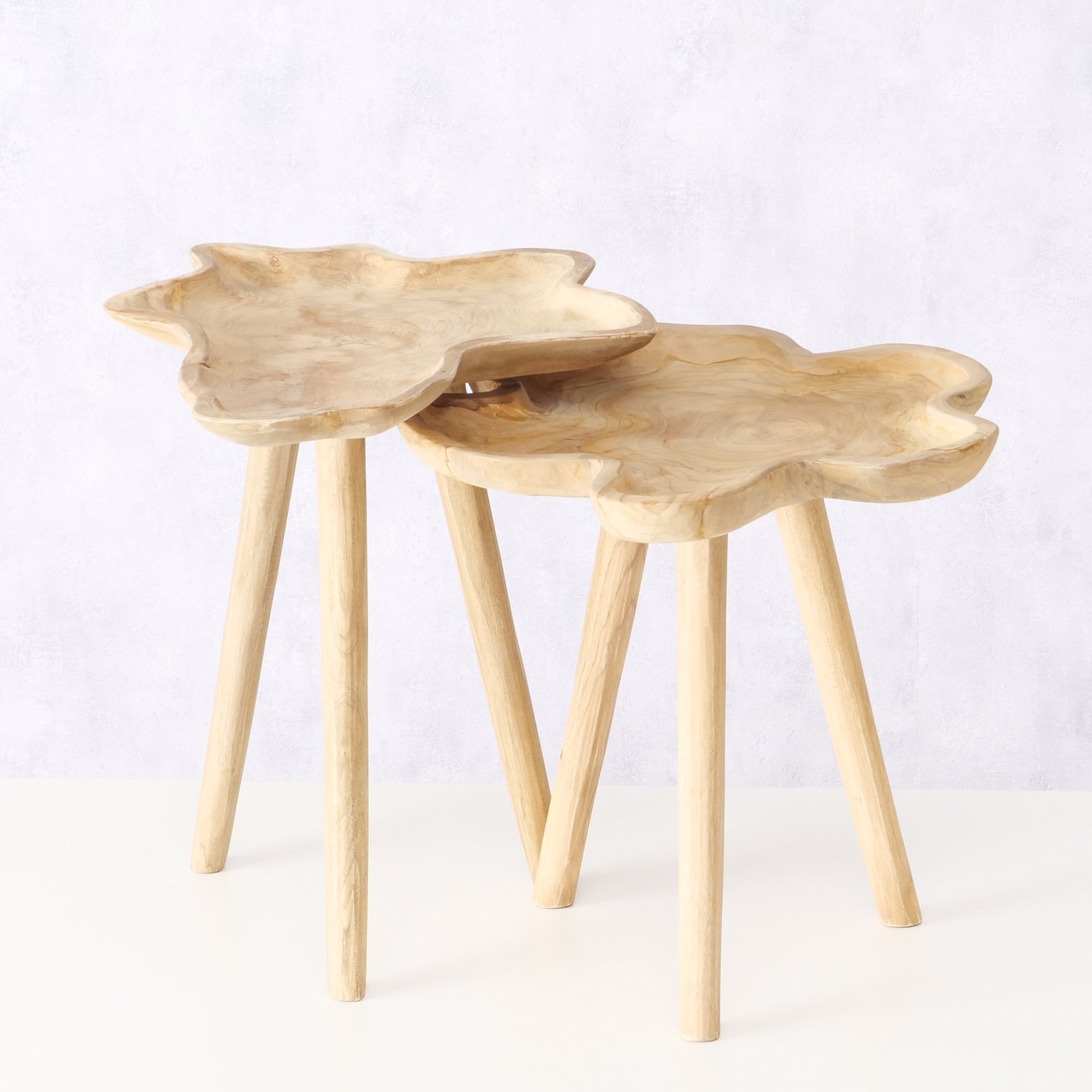 Raw Edge Teak Set of 2 Tables