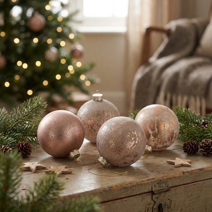 Textured Gold Glass Baubles