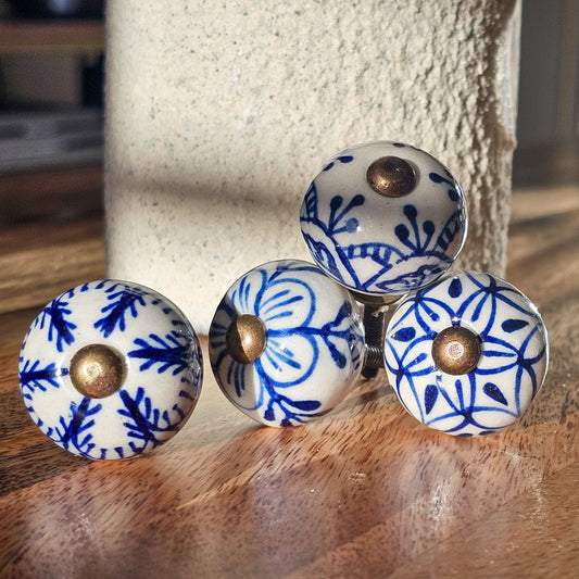 Ceramic Knobs - Blue & White - Sold Individually