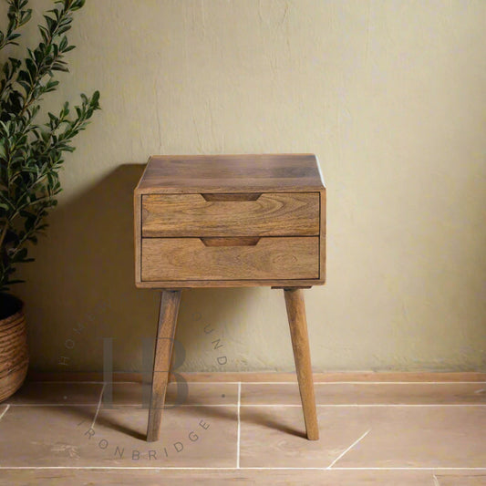 Scandi Mango Two Drawer Side Table