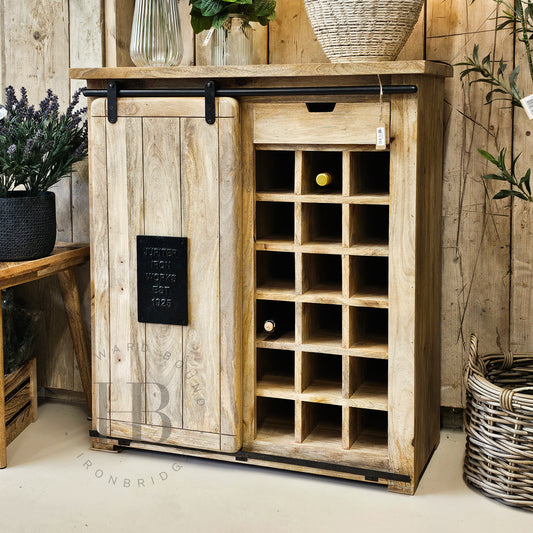 Mango Barn Door Wine Cabinet