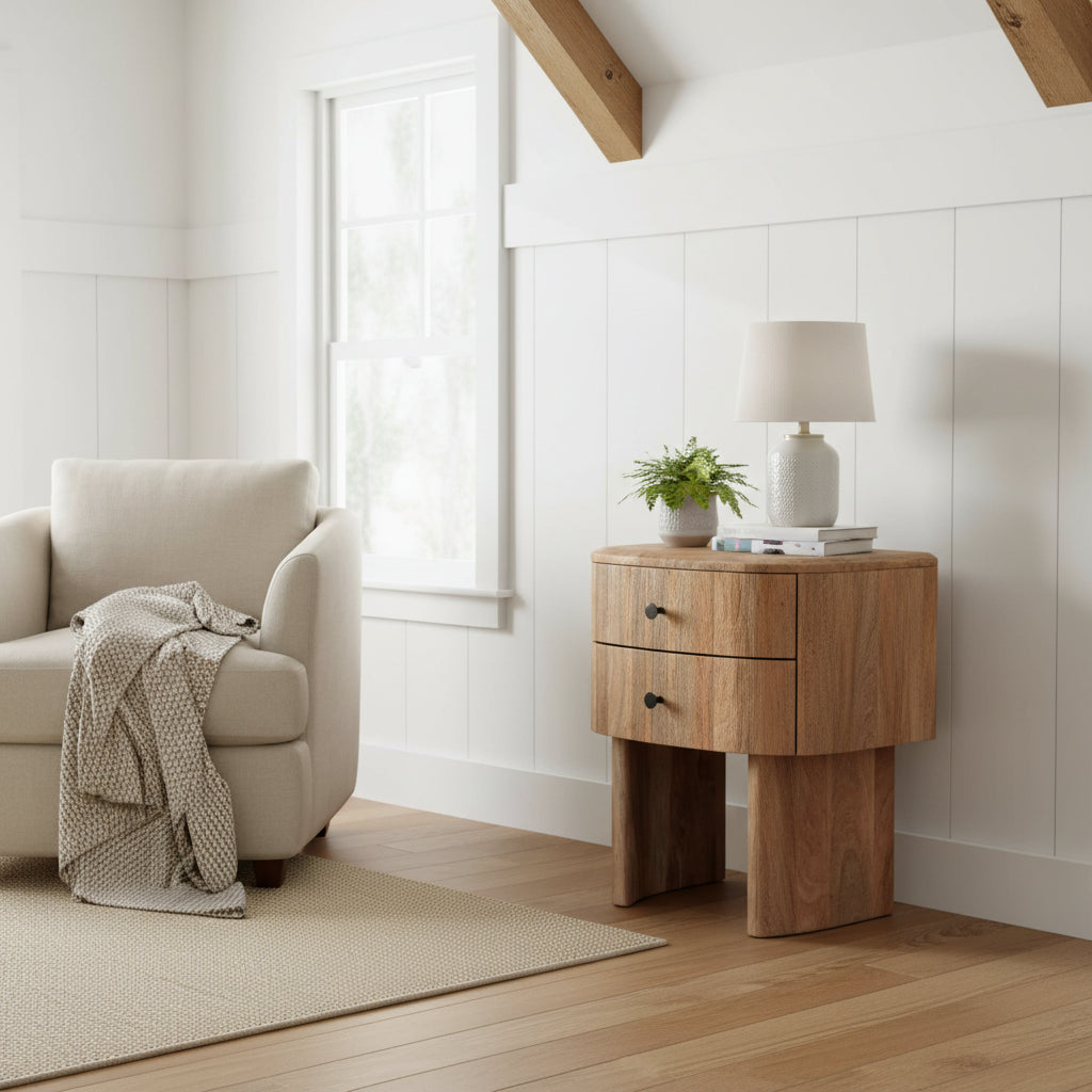 'Crescent' Mango Bedside Table