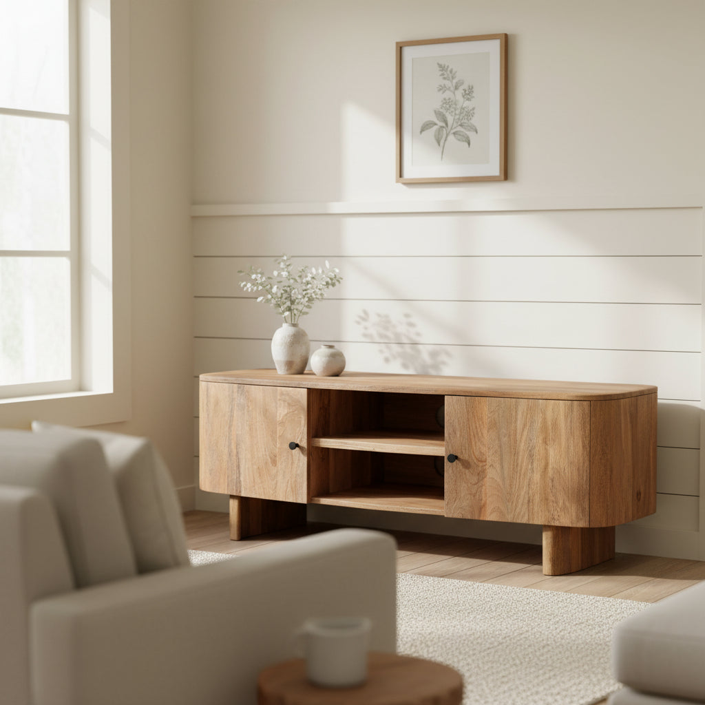 'Crescent' Mango Large TV Unit