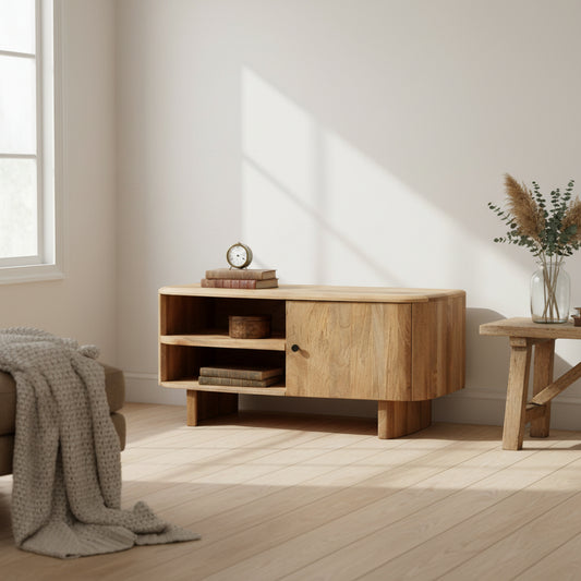 'Crescent' Mango Short TV Cabinet