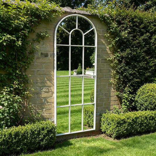 Large White Wash Metal Mirror - 170cm