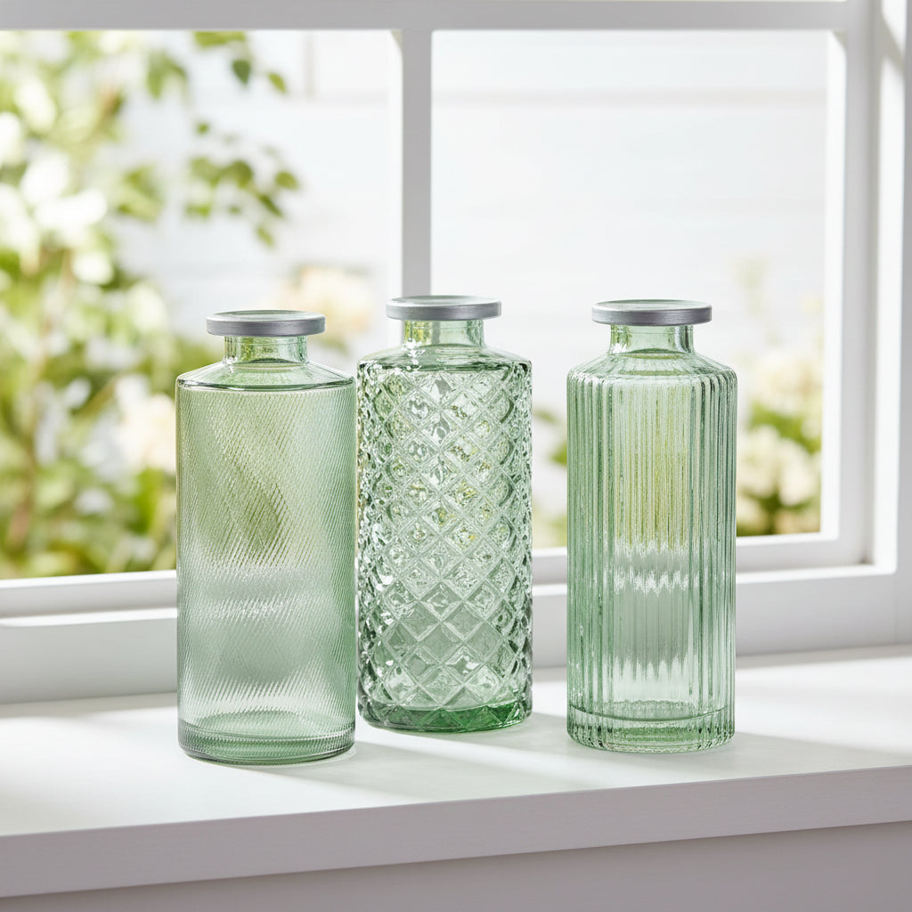 Small Glass Bud Vases - Green