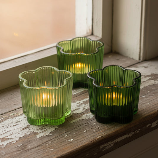 Glass Flower Shaped Tealight Holders