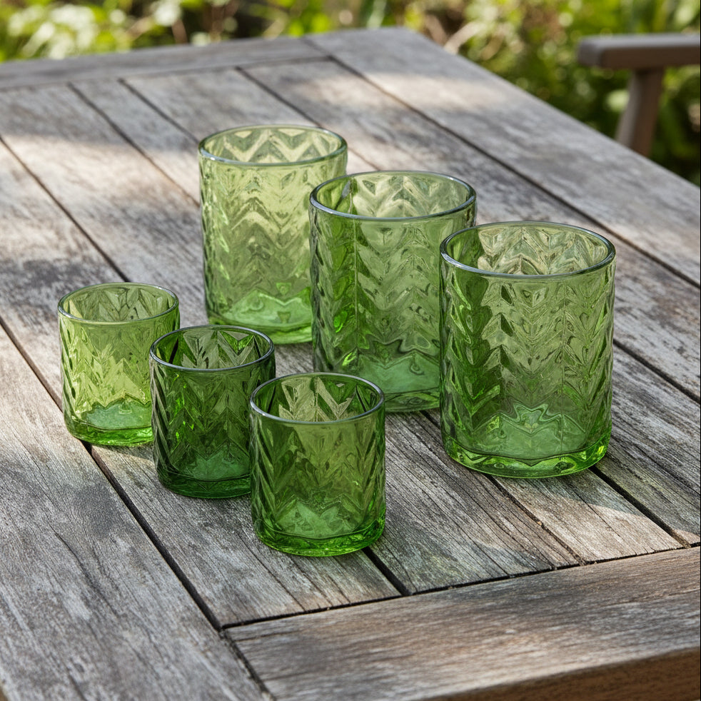 Green Glass Candle Holders