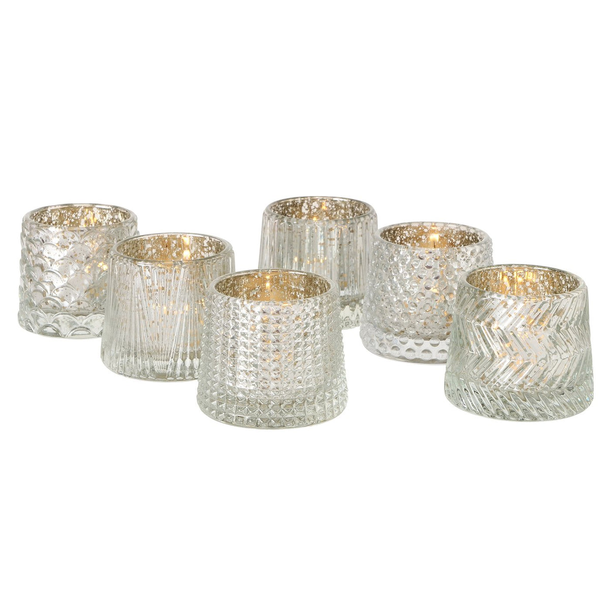 Glass Tealight Holders - Silver & Gold Speckle