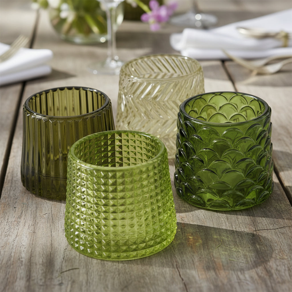 Glass Tealight Holders - Green