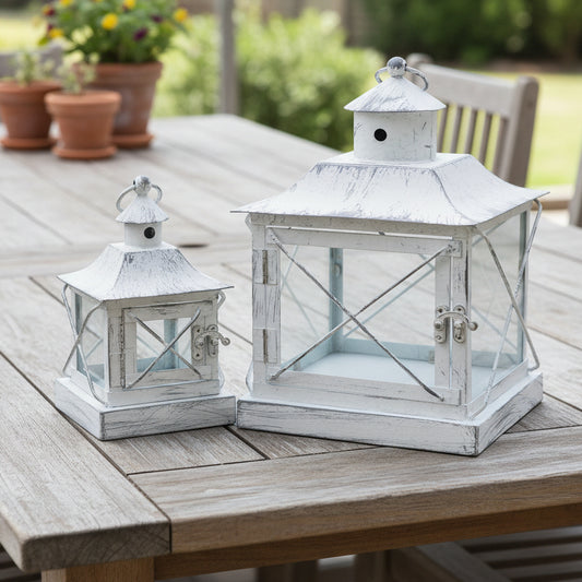 Set of 2 Squat White Lanterns