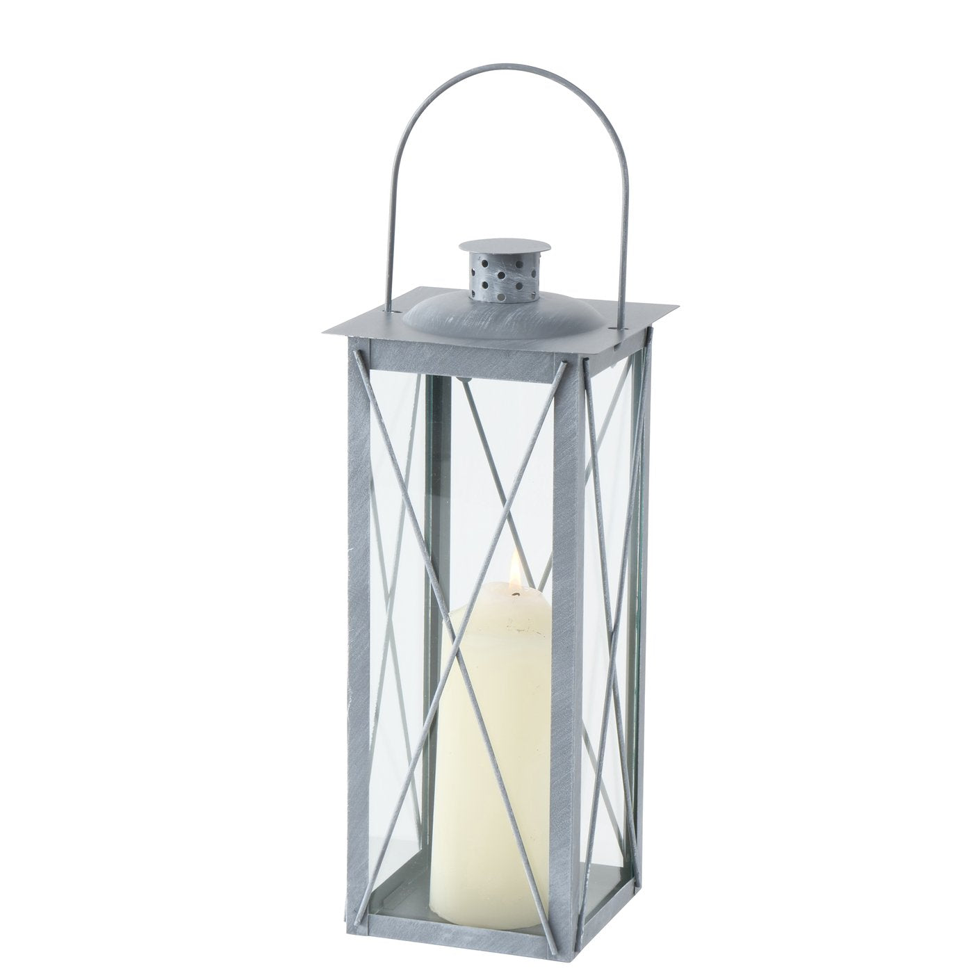 Tall Rustic Grey Metal Laterns
