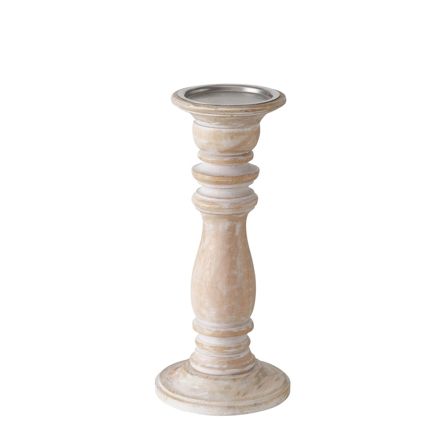 White Wash Wooden Candle Holders