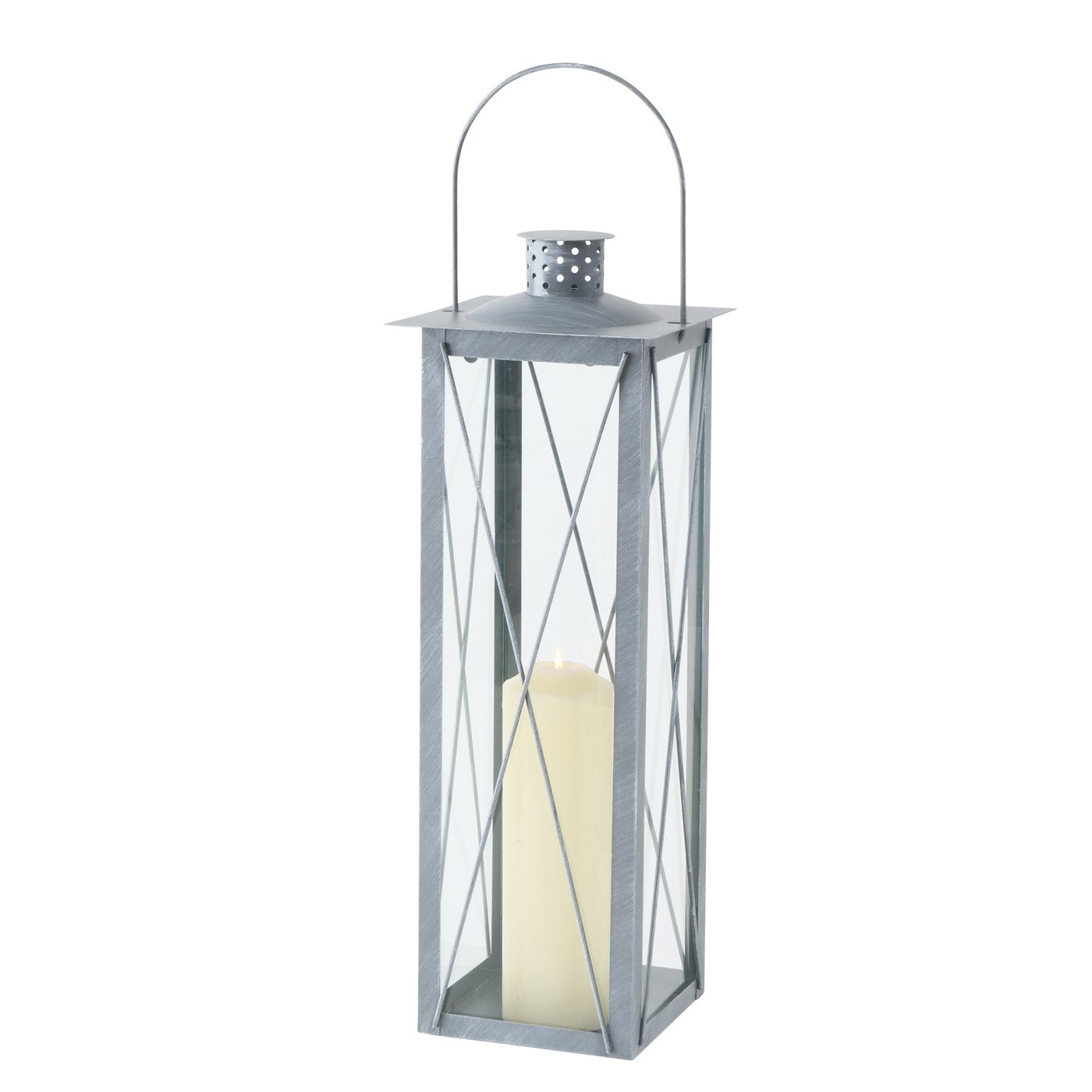 Tall Rustic Grey Metal Laterns