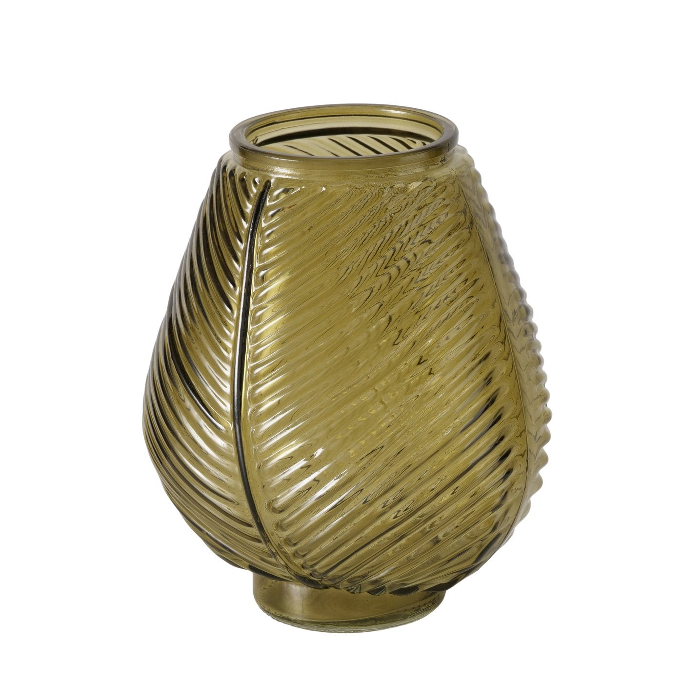 Green Glass Leaf Style Vase