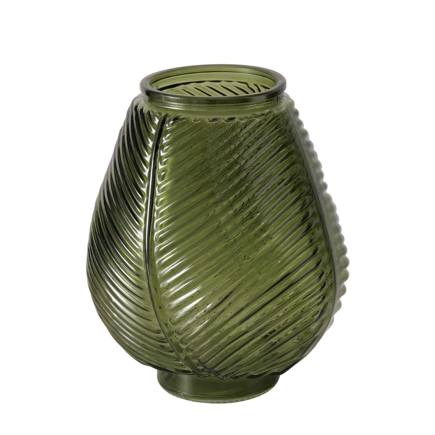 Green Glass Leaf Style Vase