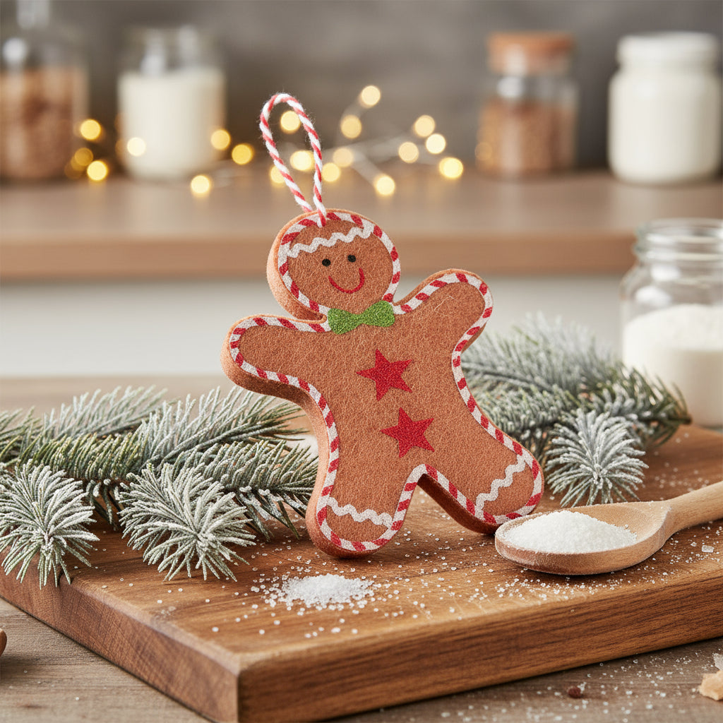 Gingerbread Felt Decorations - 4 Pack