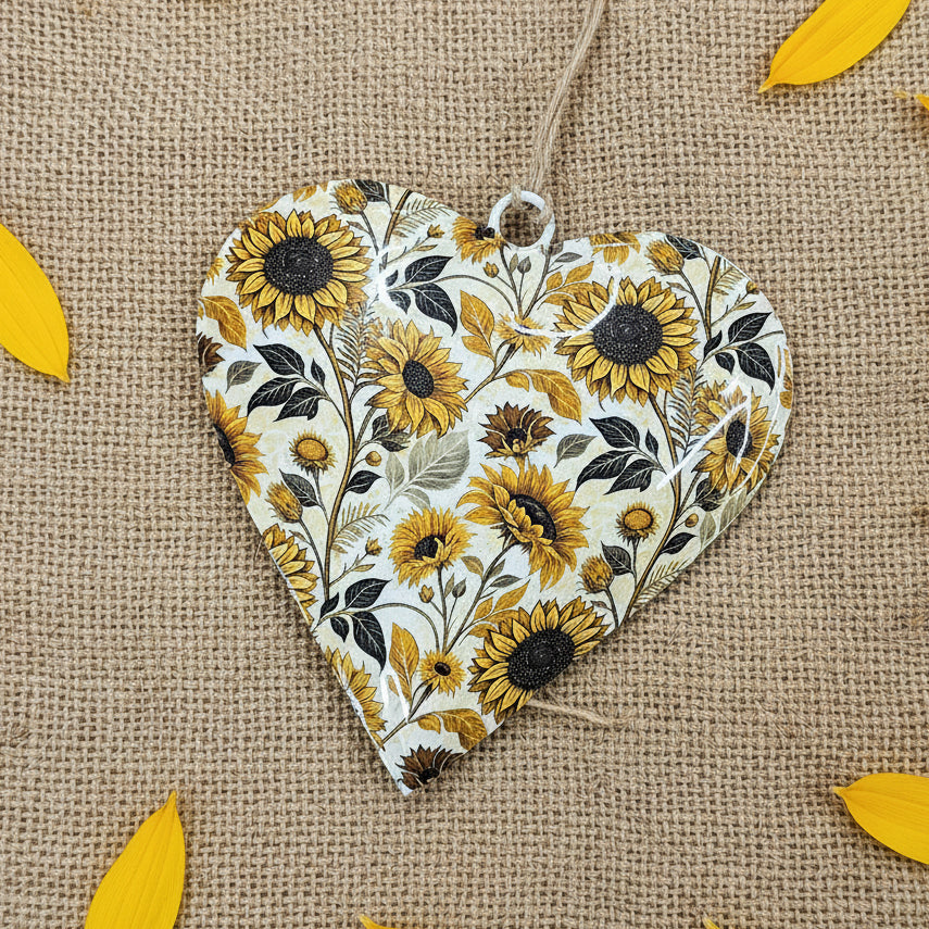 Sunflower Metal Hanging Heart