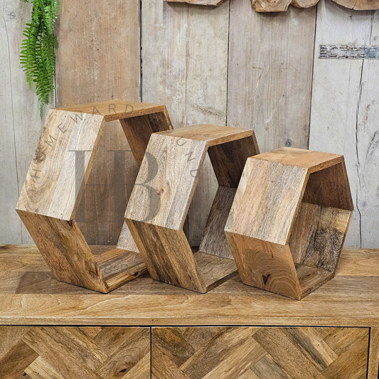 Hex Solid Mango Display Shelves