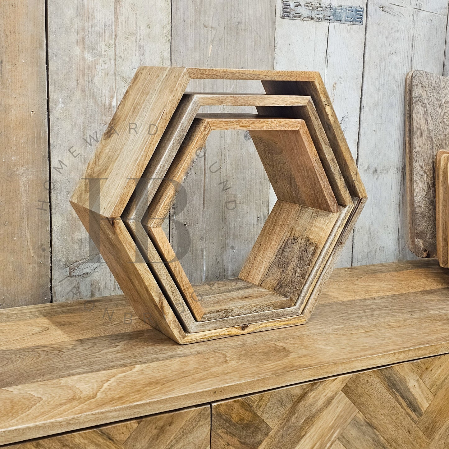 Hex Solid Mango Display Shelves