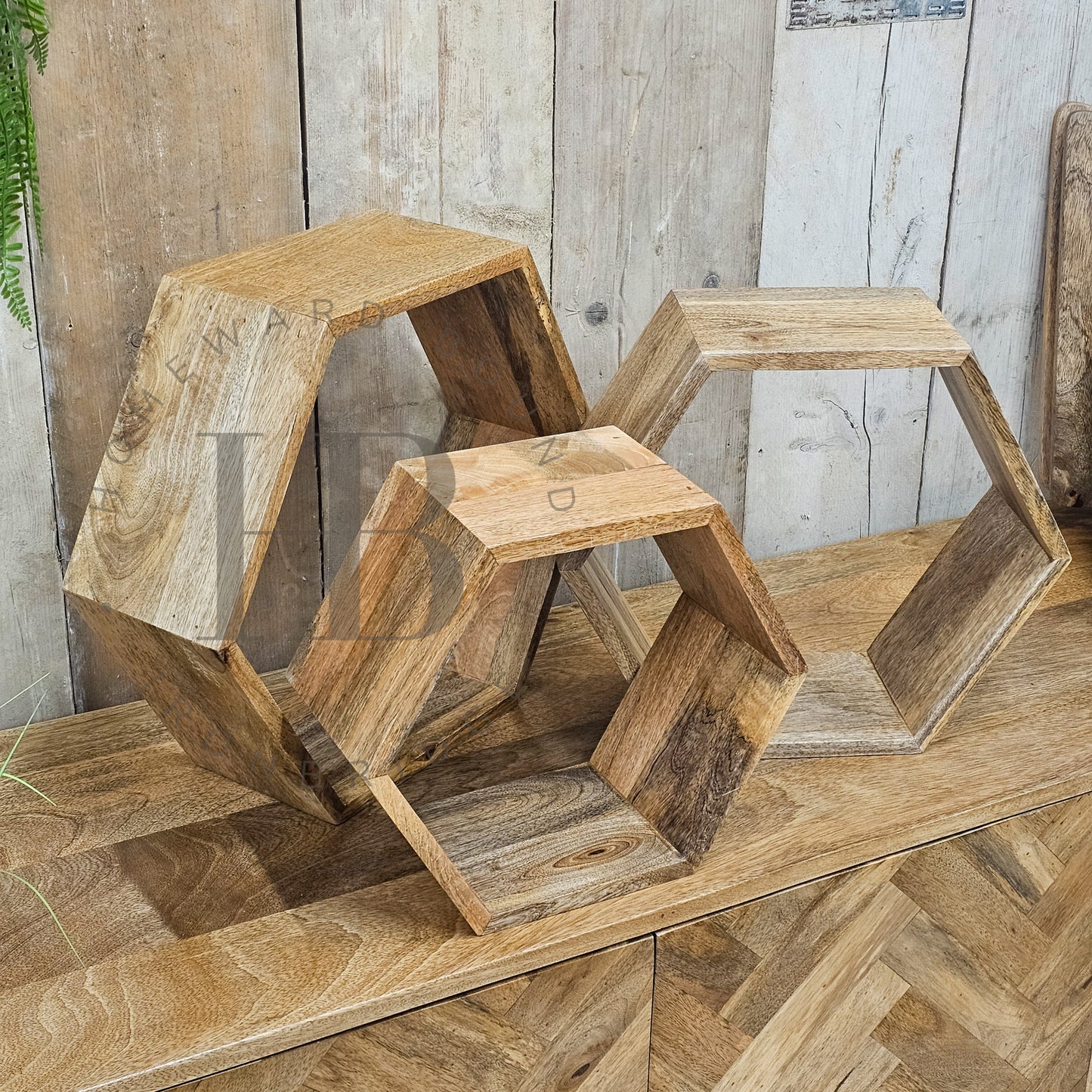 Hex Solid Mango Display Shelves