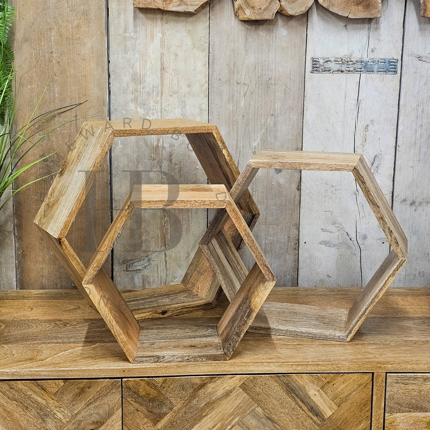 Hex Solid Mango Display Shelves