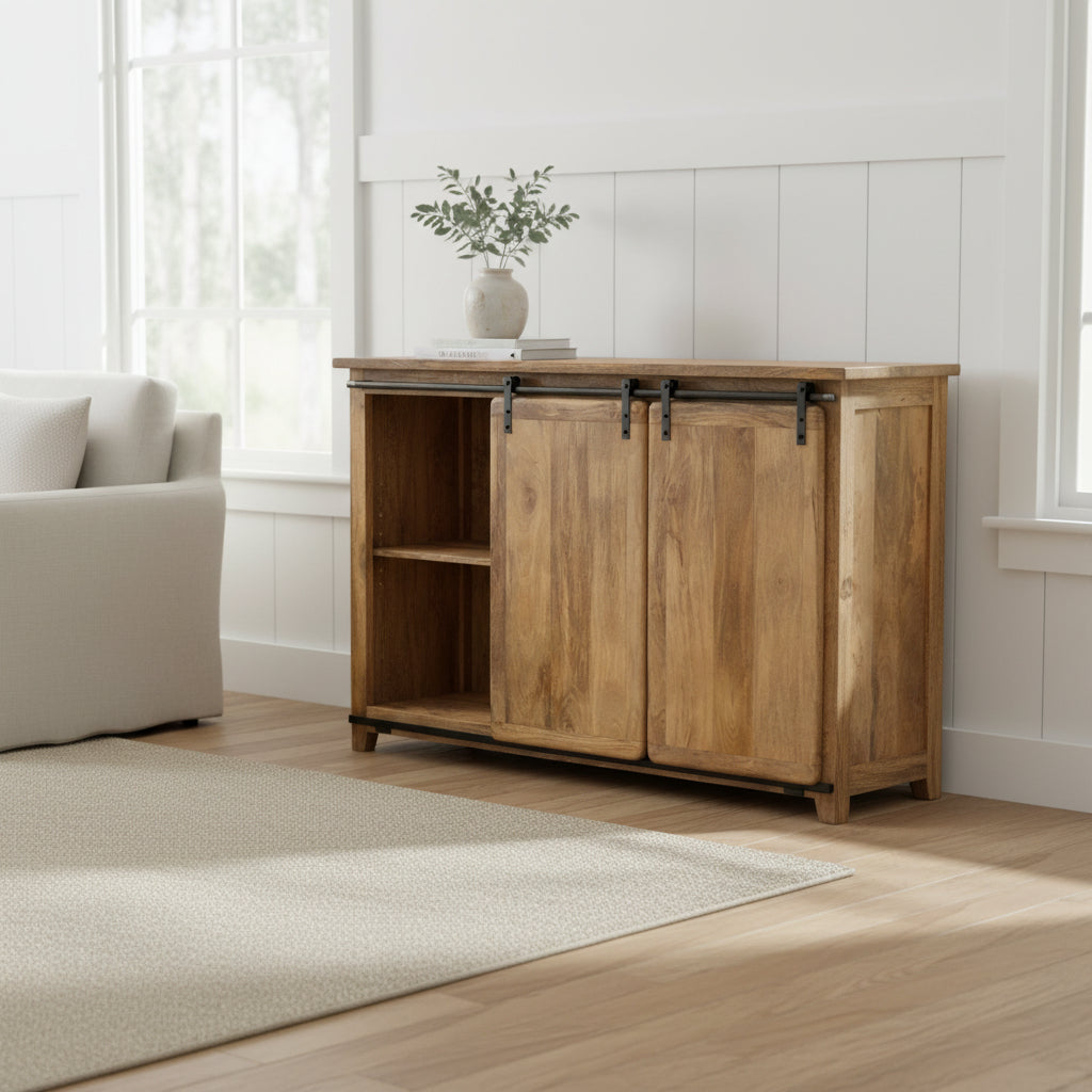 Large Mango Barn Door Wine Cabinet