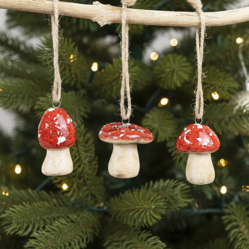 Mini Ceramic Mushroom Hangers