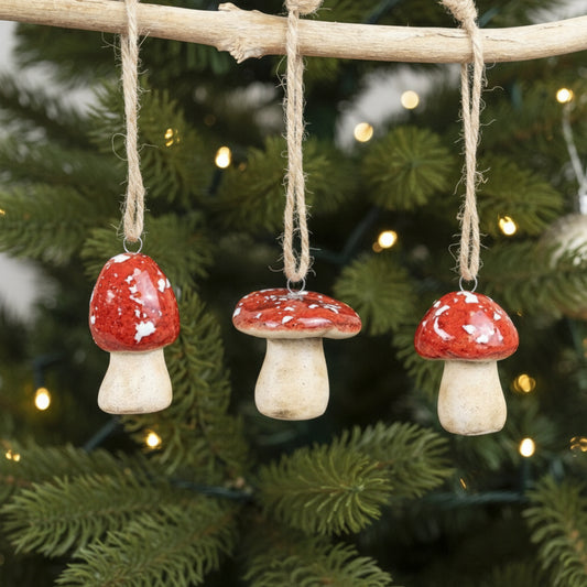Mini Ceramic Mushroom Hangers