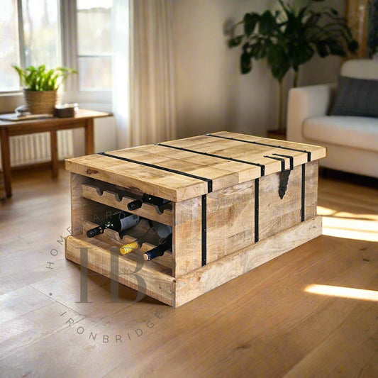 Rustic Mango Trunk with Wine Storage